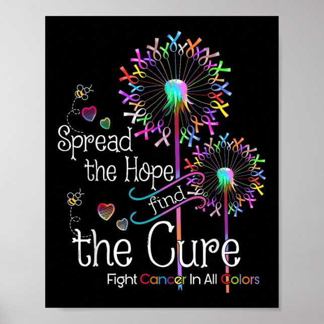 Fight Cancer In All And Every Colour Ribbons Flowe Poster (Front)