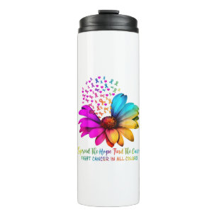 Fight Cancer in All and Every Colour Ribbons Flowe Thermal Tumbler