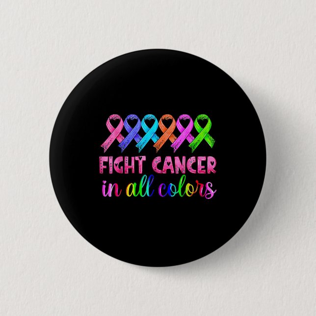 Fight Cancer In All Colour Feather Breast Cancer A 6 Cm Round Badge (Front)