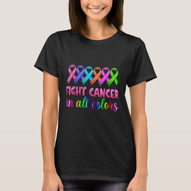 Fight Cancer In All Colour Feather Breast Cancer A T-Shirt (Front)