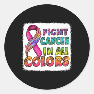 Fight Cancer In All Colour Fight Cancer Feather Ri Classic Round Sticker