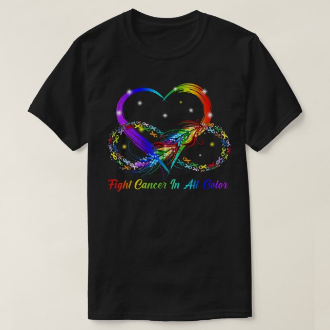 Fight Cancer In All Colour Fight Cancer Feather Ri T-Shirt (Design Front)