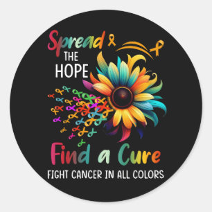 Fight Cancer In All Colour Spread Hope Find A Cure Classic Round Sticker