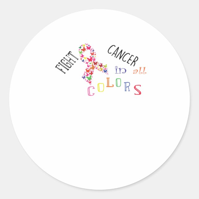 Fight Cancer In All Colours Breast Cancer Awarenes Classic Round Sticker (Front)