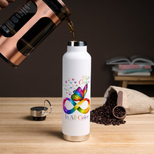 fight cancer in all colours rainbow butterfly water bottle