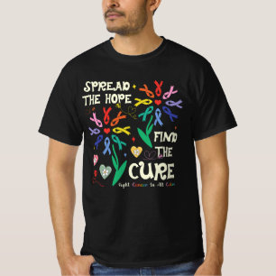 Fight Cancer In All Every Color Ribbons Flower Hea T-Shirt