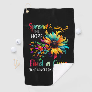 Fight Cancer in Spread-Hope Find A Cure Sunflower Golf Towel