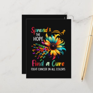 Fight Cancer in Spread-Hope Find A Cure Sunflower Holiday Postcard