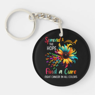 Fight Cancer in Spread-Hope Find A Cure Sunflower Key Ring