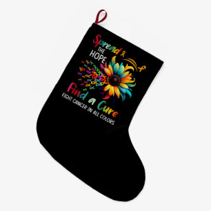 Fight Cancer in Spread-Hope Find A Cure Sunflower Large Christmas Stocking