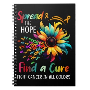 Fight Cancer in Spread-Hope Find A Cure Sunflower Notebook