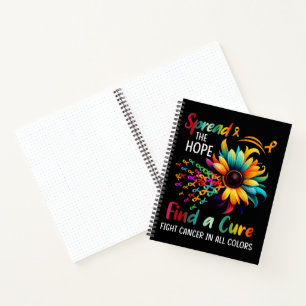 Fight Cancer in Spread-Hope Find A Cure Sunflower Notebook