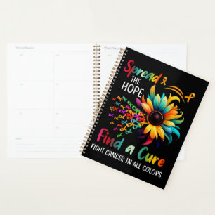 Fight Cancer in Spread-Hope Find A Cure Sunflower Planner