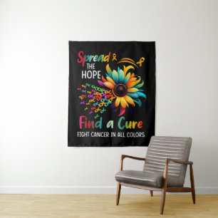 Fight Cancer in Spread-Hope Find A Cure Sunflower Tapestry