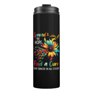 Fight Cancer in Spread-Hope Find A Cure Sunflower Thermal Tumbler