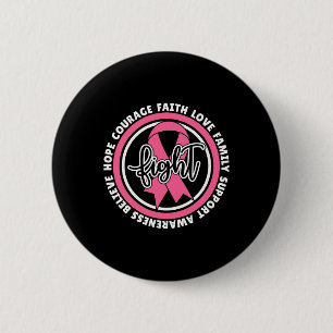 Fight Cancer Pink Ribbon Breast Cancer Warrior Sup 6 Cm Round Badge