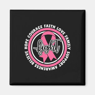 Fight Cancer Pink Ribbon Breast Cancer Warrior Sup Magnet
