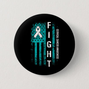 Fight Cervical American Flag Cervical Cancer Aware 6 Cm Round Badge