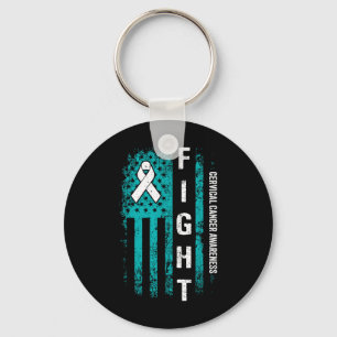 Fight Cervical American Flag Cervical Cancer Aware Key Ring