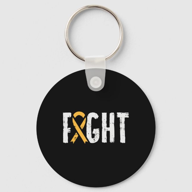 Fight Childhood Cancer Ribbon Awareness Support Wa Key Ring (Front)