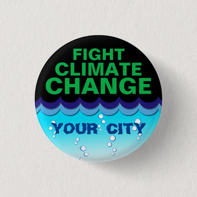 Fight Climate Change, Customise City Underwater 3 Cm Round Badge (Front)