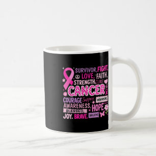 Fight Cure Breast Cancer Awareness Words Of Streng Coffee Mug