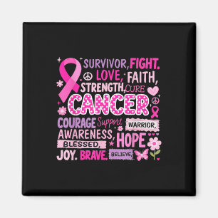 Fight Cure Breast Cancer Awareness Words Of Streng Magnet