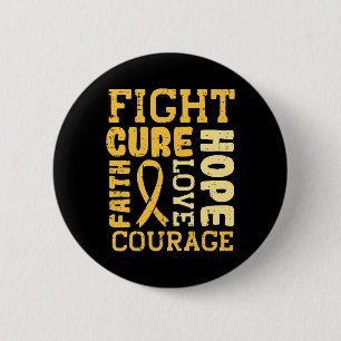 Fight Cure Faith Childhood Cancer Ribbon Awareness 6 Cm Round Badge