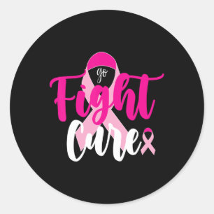 Fight Cure Pink Ribbon Breast Cancer Awareness Sur Classic Round Sticker