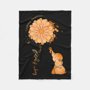 Fight Cure Sunflower Elephant Leukaemia Awareness Fleece Blanket