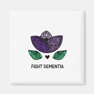 Fight Dementia Heimerheimer Flower Doodled Mandala Magnet