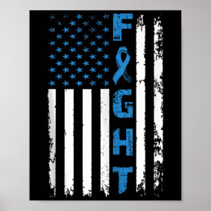 Fight Diabetes Awareness Support American Flag Tan Poster