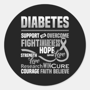 Fight Diabetes Awareness Support Hope Believe Classic Round Sticker