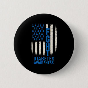 Fight Diabetes Awareness - Usa Flag Support  6 Cm Round Badge