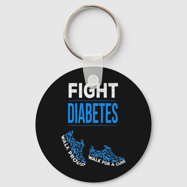 Fight Diabetes Walk for a Cure Awareness Ribbon T1 Key Ring (Front)