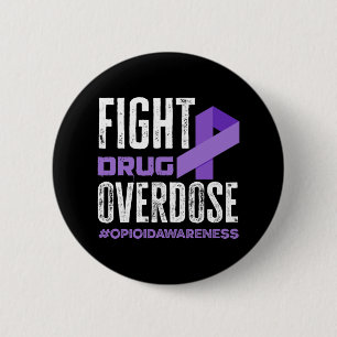 Fight Drug Overdose Pruple Ribbon Opioid Overdose 6 Cm Round Badge