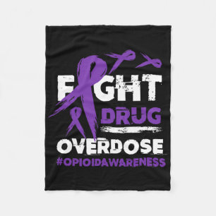 Fight Drug Overdose Pruple Ribbon Opioid Overdose Fleece Blanket