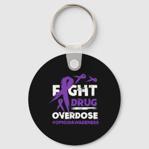 Fight Drug Overdose Pruple Ribbon Opioid Overdose  Key Ring