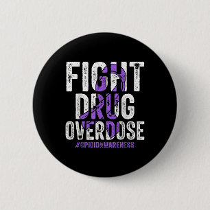 Fight Drug Overdose Purple Ribbon Opioid Overdose  6 Cm Round Badge