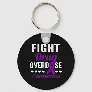 Fight Drug Overdose Purple Ribbon Opioid Overdose Key Ring
