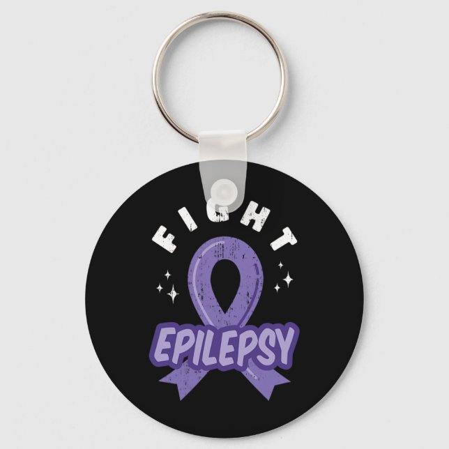 Fight Epilepsy Purple Ribbon Awareness Support Out Key Ring (Front)