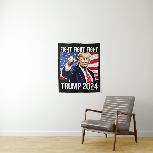 Fight Fight Fight Donald Trump 2024 American Flag Tapestry (In Situ)