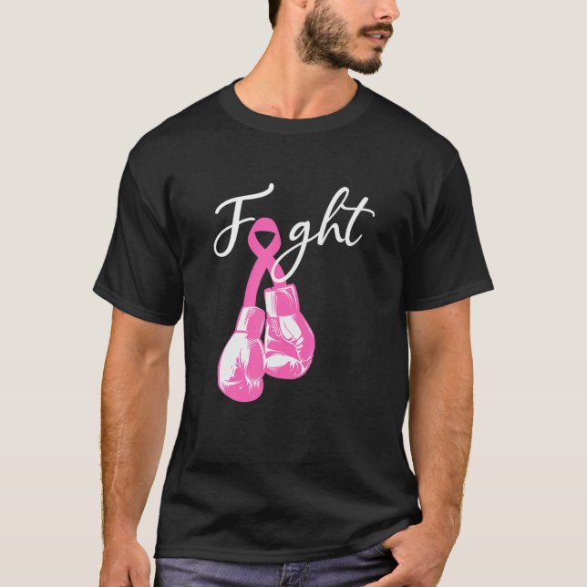 Fight Fighting Breast Cancer Awareness Pink Boxing T-Shirt (Front)