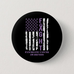 Fight Flag Purple Ribbon Support Pancreatic Cancer 6 Cm Round Badge