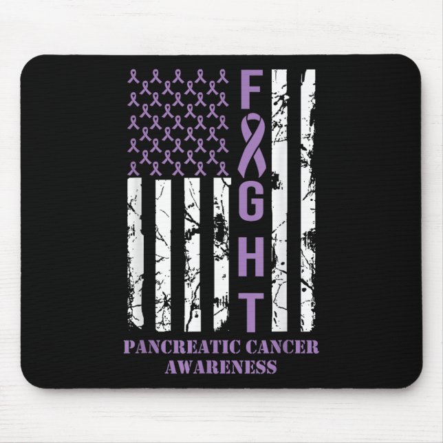 Fight Flag Purple Ribbon Support Pancreatic Cancer Mouse Pad (Front)