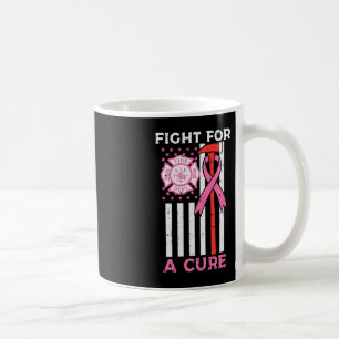 Fight For A Cure Firefighter US Flag Breast Cancer Coffee Mug