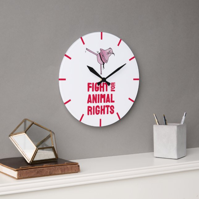 Fight for Animal Rights Large Clock (Office)