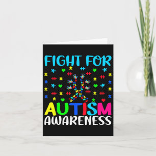 Fight For Autism Awareness Puzzle Hands Design Sup Card