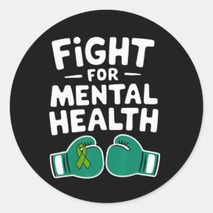 Fight For Mental Health Awareness Boxing Gloves  Classic Round Sticker