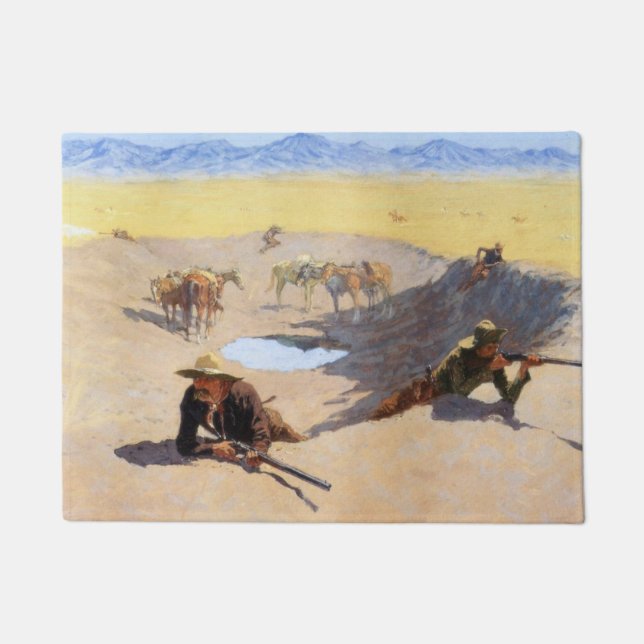 Fight for the Water Hole (by Frederic Remington) Doormat (Front)